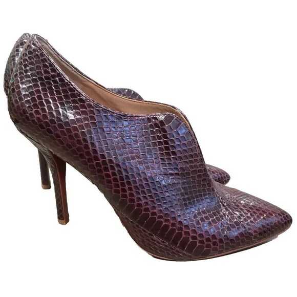 Vince Camuto Snake Print Bootie Women's 8.5M Wine Leather Carolena - Picture 1 of 12